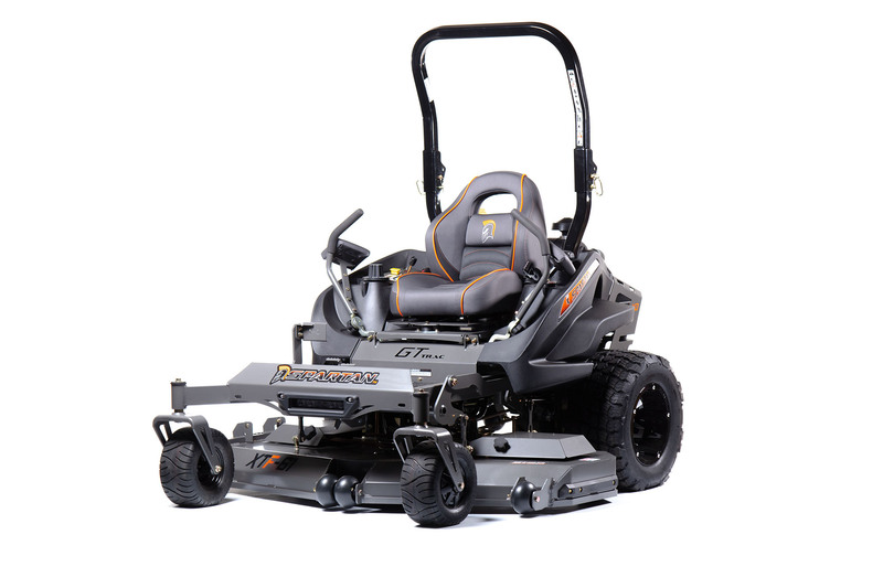 Front view of Spartan zero turn mower against white background