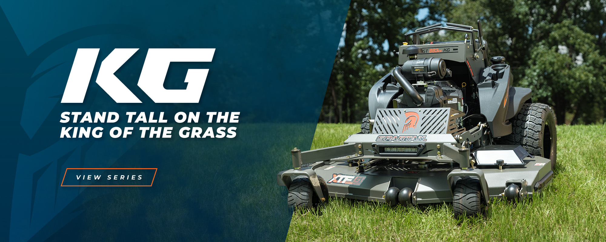 KG Mower ad. Stand tall on the king of the grass.